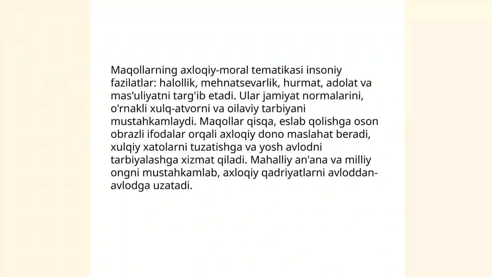 O'zbek xalq maqollari tematikasi va badiiy xususiyatlari 4