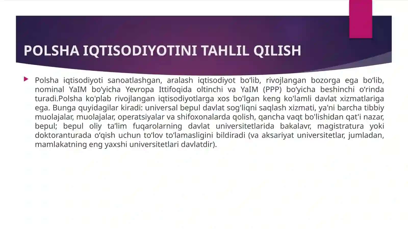 POLSHA IQTISODIYOTINITAHLIL QILISH 4
