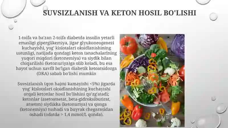 Qandli diabet va ochlikda ketonuriya ketonemiya 4