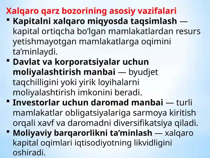 Xalqaro qarz qimmatli qog‘ozlar bozori 4