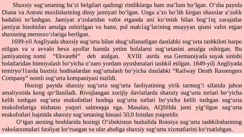 SHAXSIY SUG‘URTA 4