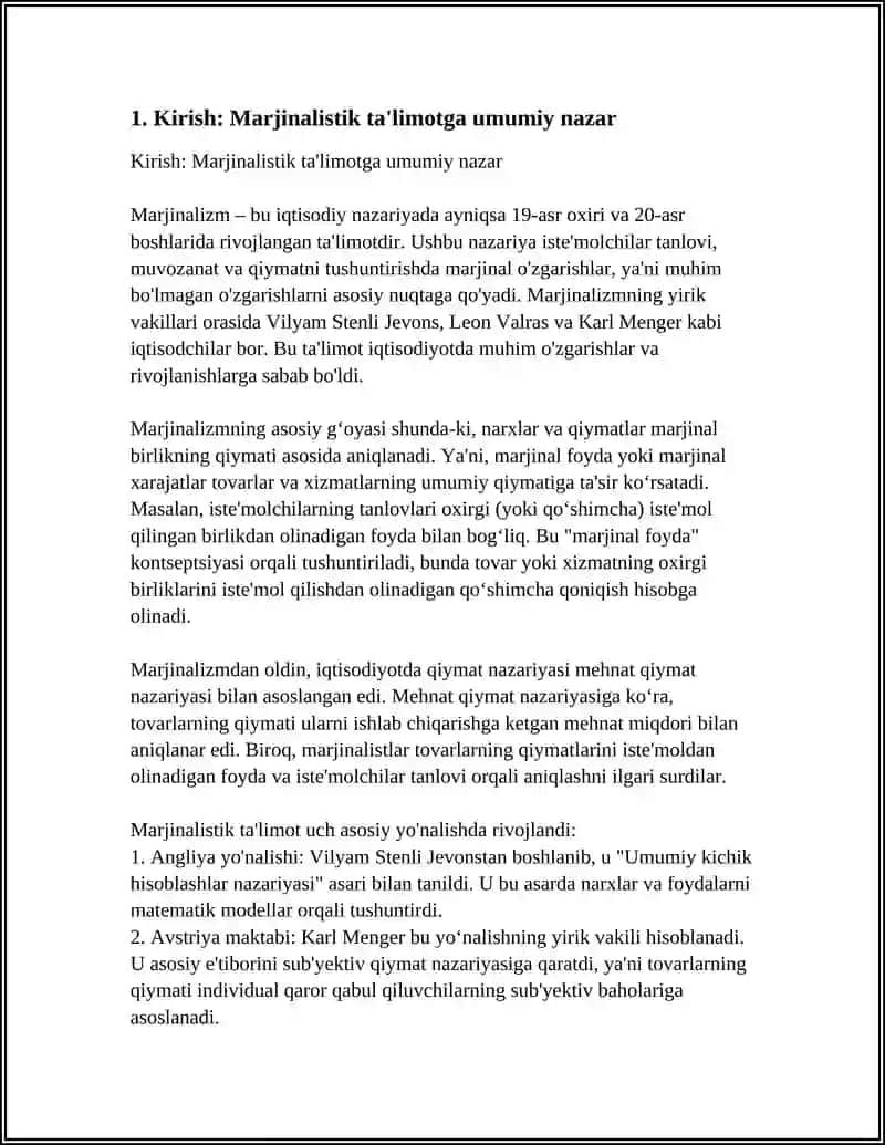 REFERAT "M ARJINALISTIK TA'LIMOTINING IJTIMOIY-IQTISODIY AHAMIYATI" MAVZUSIDA PREZENTATSIYA TAYYORLASH.10-15 BET 4