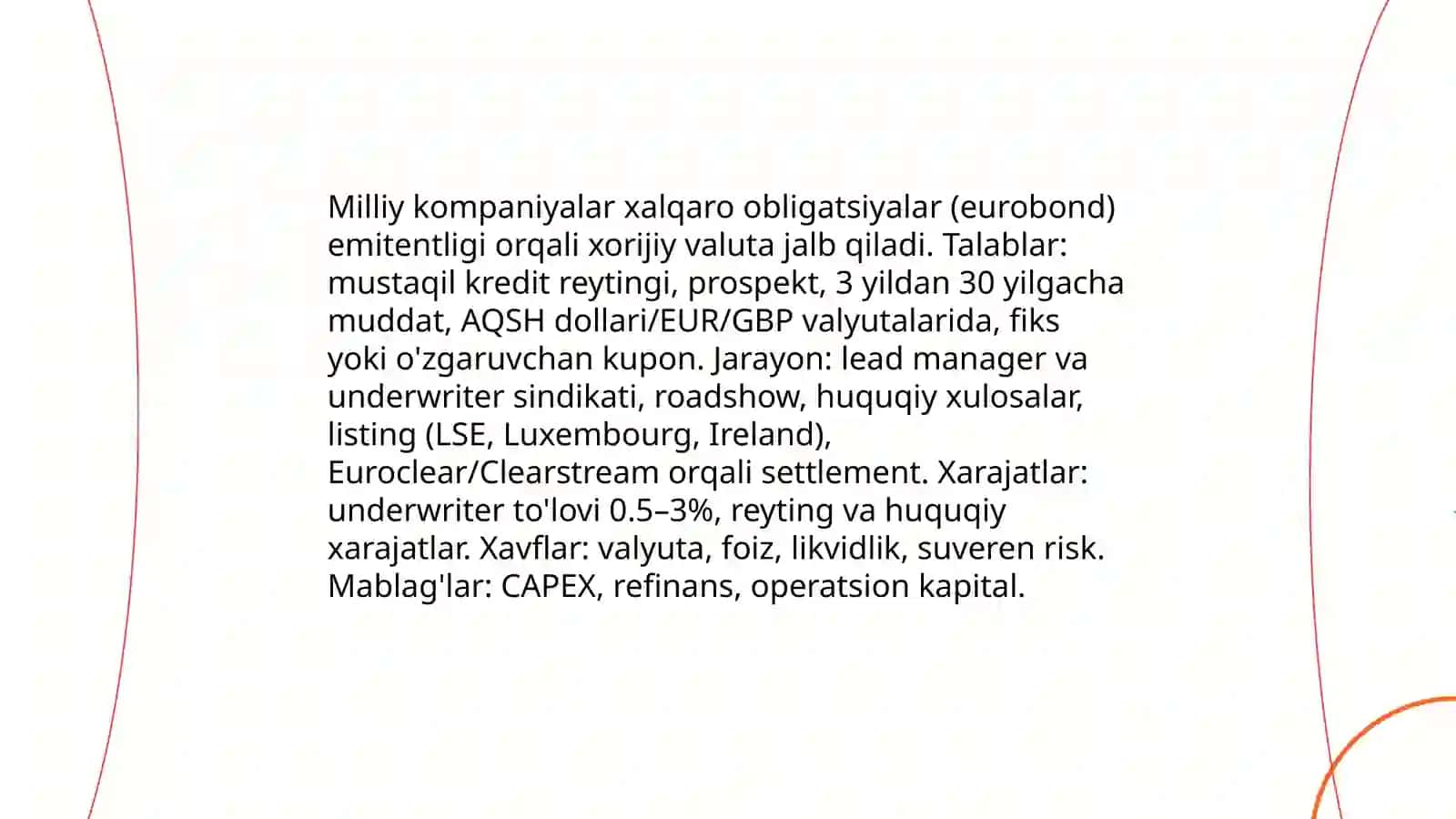 Milliy kompaniyalaming moliyaviy resurslarini tashqi bozorga jalb qilish yo'llari 4