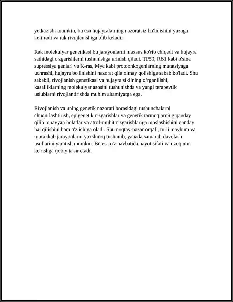 RIVOJLANISHNING GENETIK NAZORATI. HUJAYRA SIKLI (O‘SMA) RAKNING MOLEKULYAR GENETIKASI 4