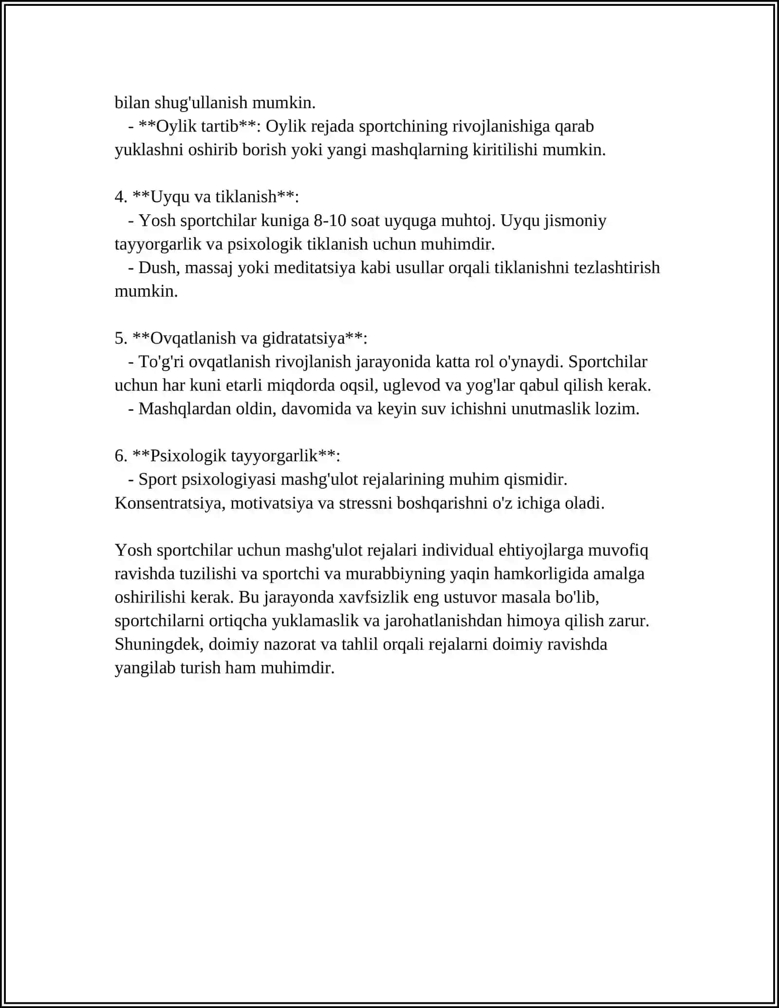 SIZNING SPORT TURINGIZDA YOSH SPORTCHILARNING MASHQLAR BILAN SHUG'ULLANISH XUSUSIYATI 4