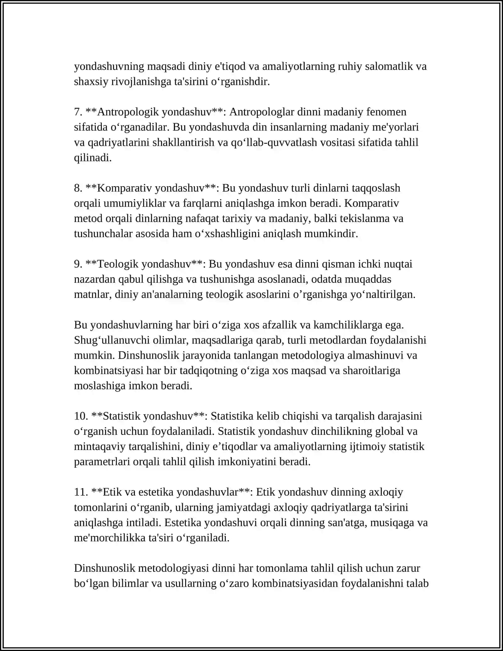 DINSHUNOSLIK METODOLOGIYASI VA DINLARNING TASNIFI 4