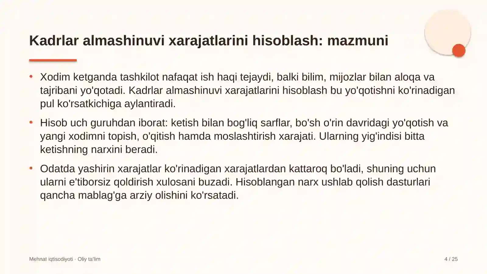 maishiy xizmat ko'rsatish uylarida kadrlar almashinuvi xarajatlarini hisoblash 6688 4