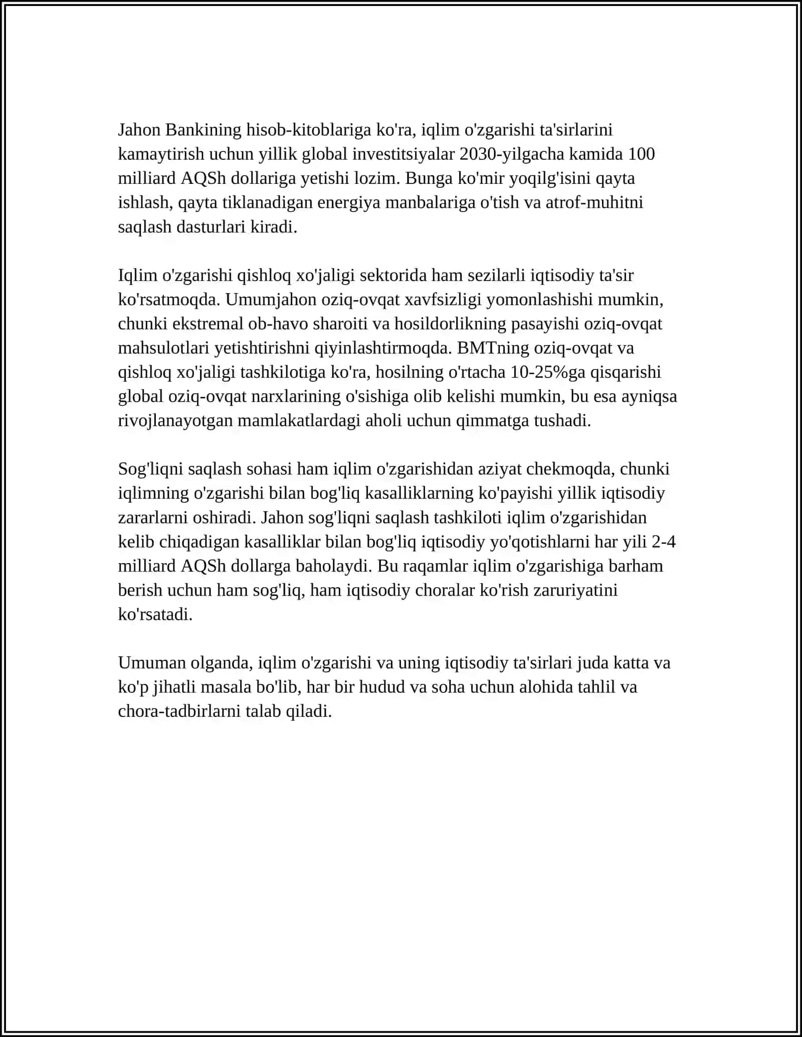 IQLIM OʻZGARISHI VA MOLIYAVIY XAVFLAR 4