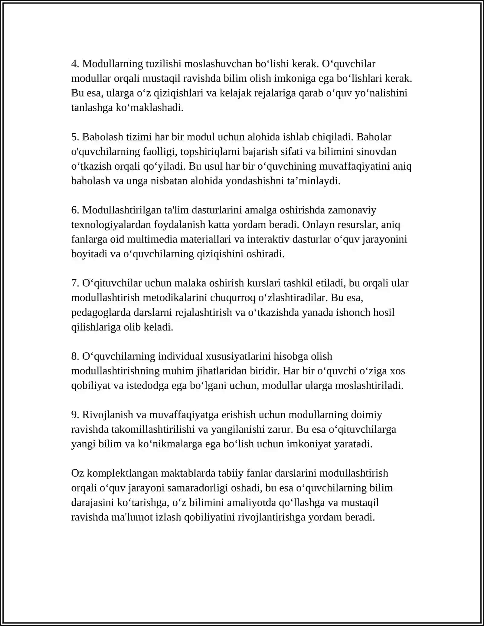 OZ KOMPLEKTLANGAN MAKTABLARDA TABIIY FANLAR DARSLARINI LOYIHALASH USULLARINI OʻRGANISH 4