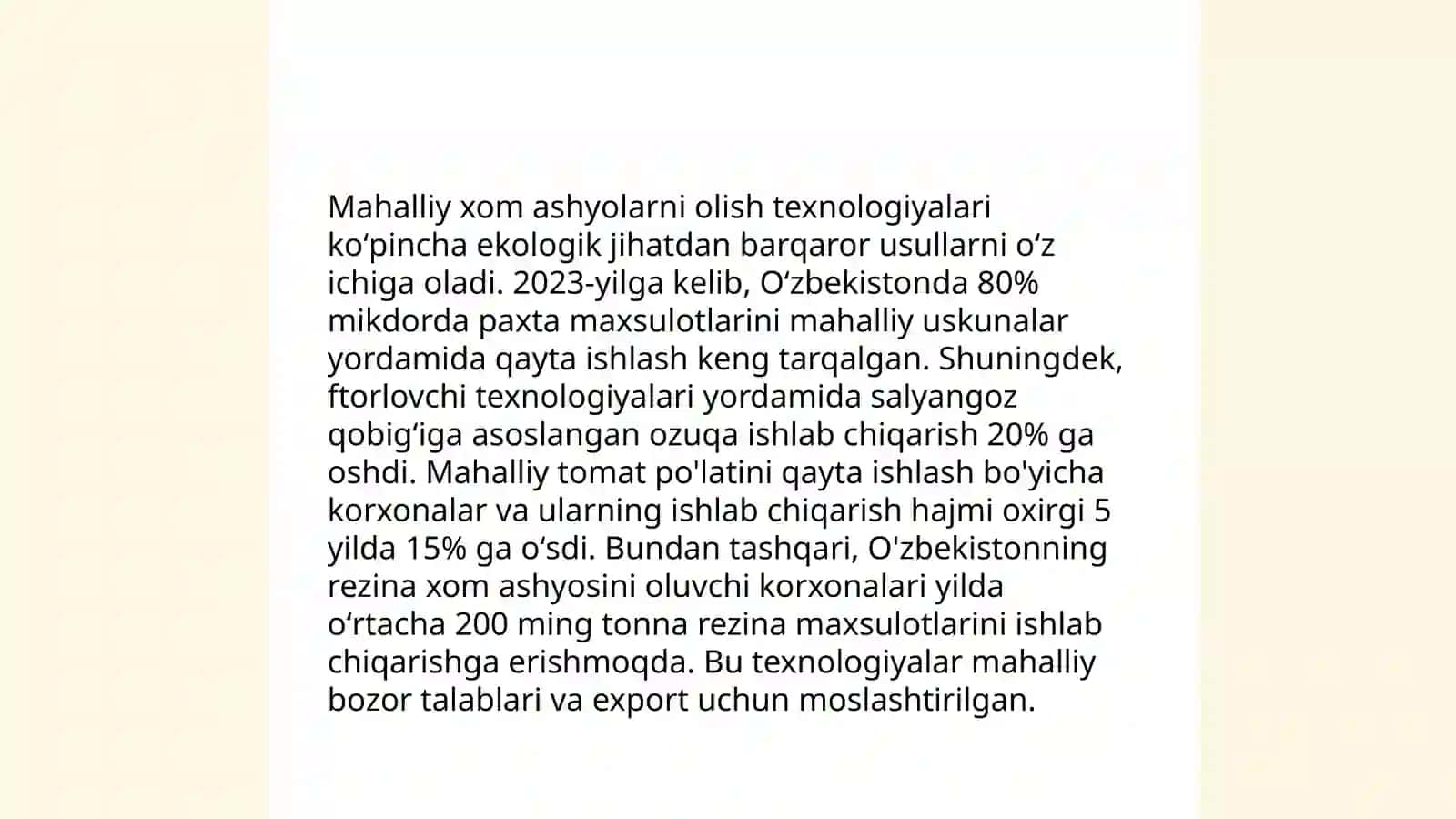 Qogoz ishlab chiqarishda mahaliy alternativ materiallar: umumiy malumot,olish texnologiyasi, sifat korsatgichlari 4