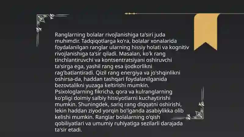 Ranglarning psixologik ta'siri 4