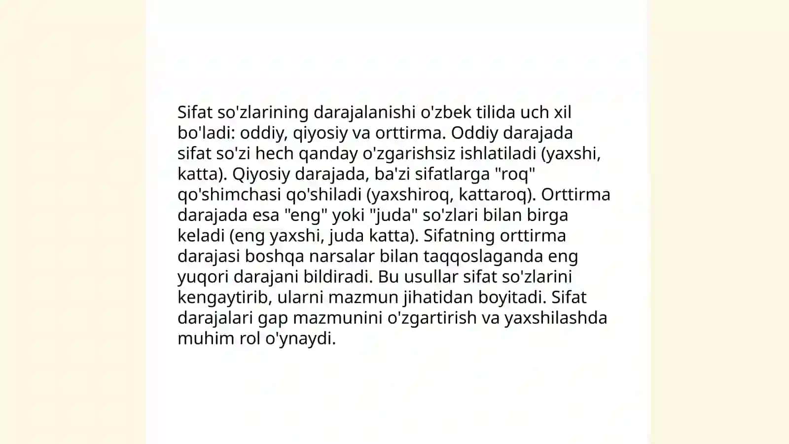 Sifat so'zlarining turlari 4