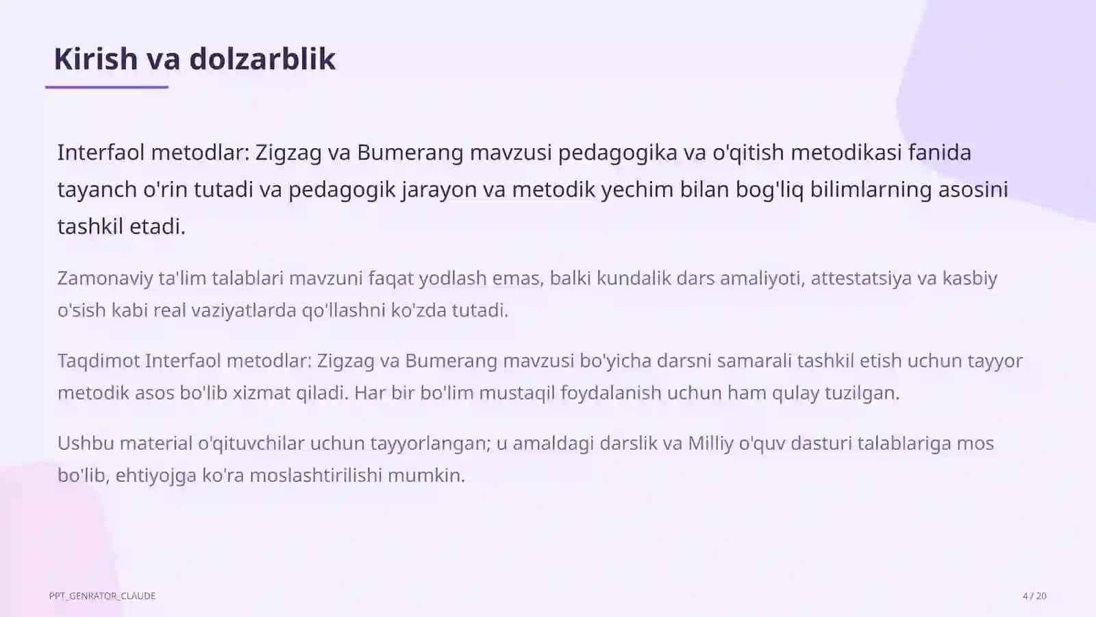 Interfaol metodlar: Zigzag va Bumerang 4