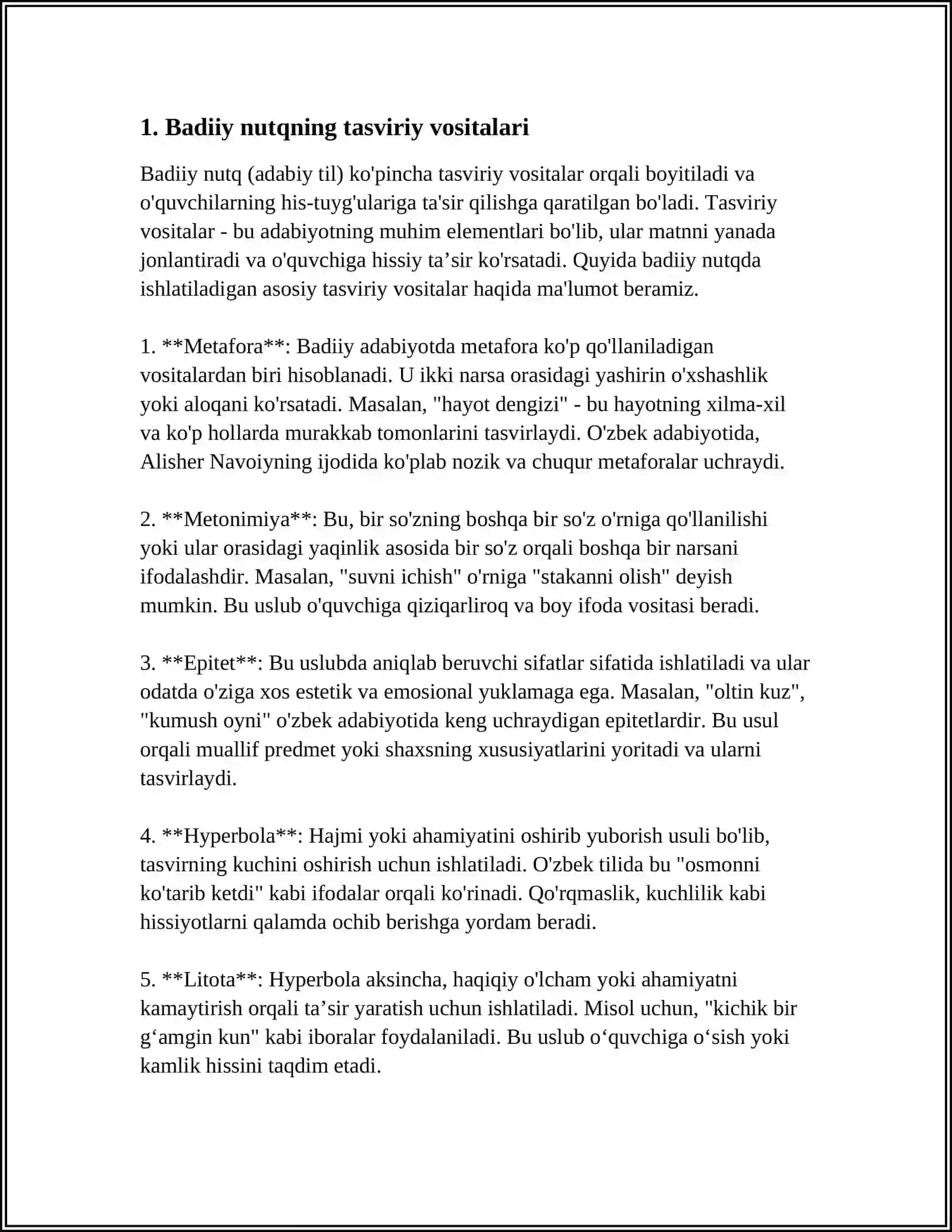 "TUSHDA KECHGAN UMRLAR" ROMANIDA BADIIY NUTQ VA UNING KOʻRINISHLARI 4