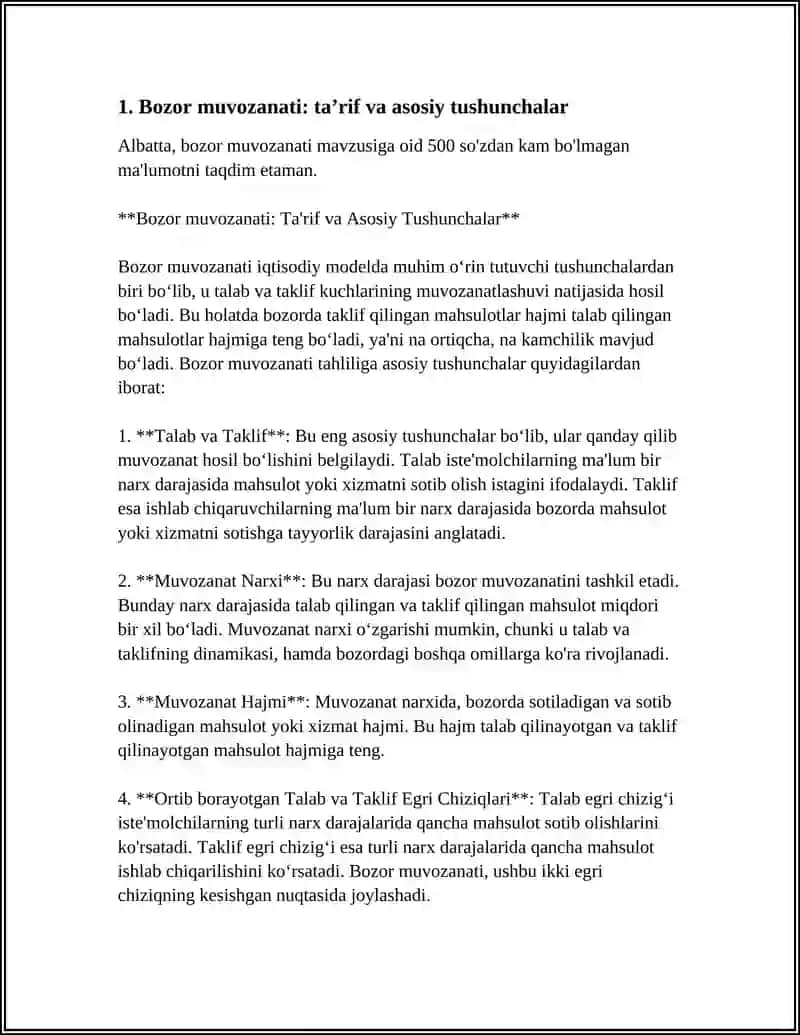 BOZOR MUVOZANATI.MAKSIMAL VA MINIMAL NARXLAR BOʻYICHA TAQDIMOT TAYYORLASH 4