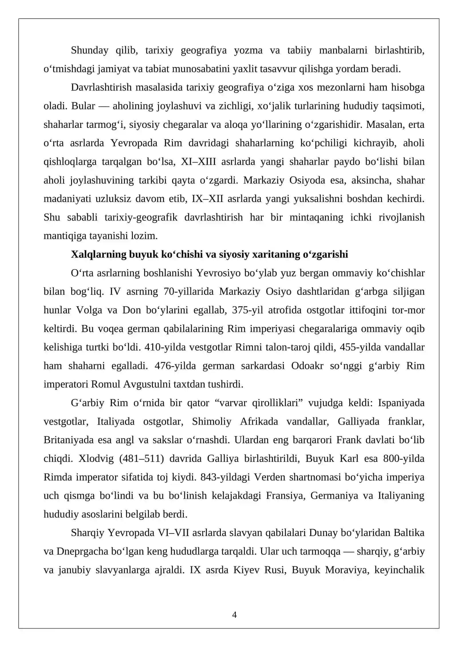 O‘rta asrlarda jahon taraqqiyotining umumiy taraqqiyoti 4