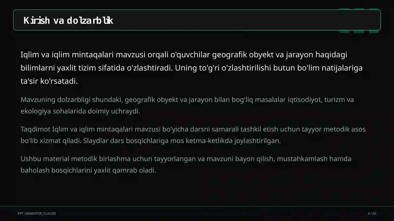 Iqlim va iqlim mintaqalari (6-sinf) 4