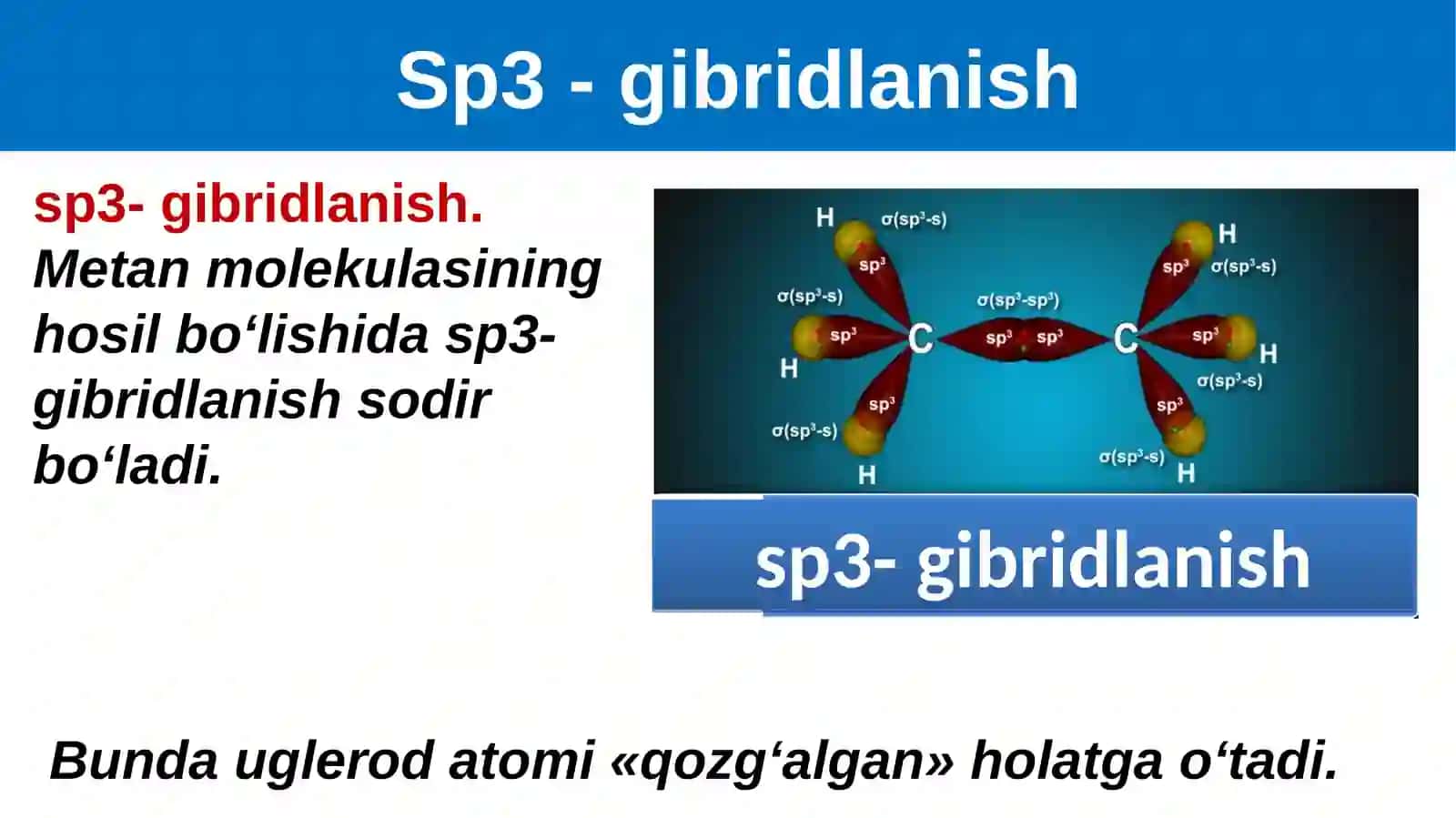 Organik birikmalarda uglerod atomining gibridlanishi 4