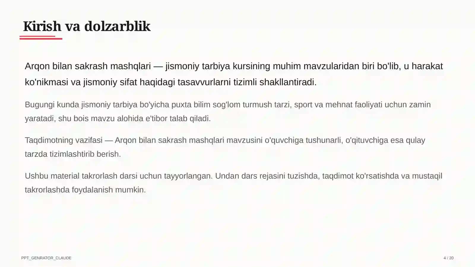 Arqon bilan sakrash mashqlari (3-sinf) 4