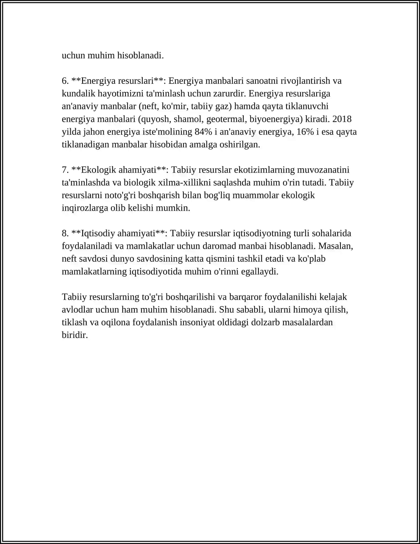 Mavzu: TABIIY RESURSLAR VA TUPROQNING PESTITSIDLAR BILAN IFLOSLANISHI 4