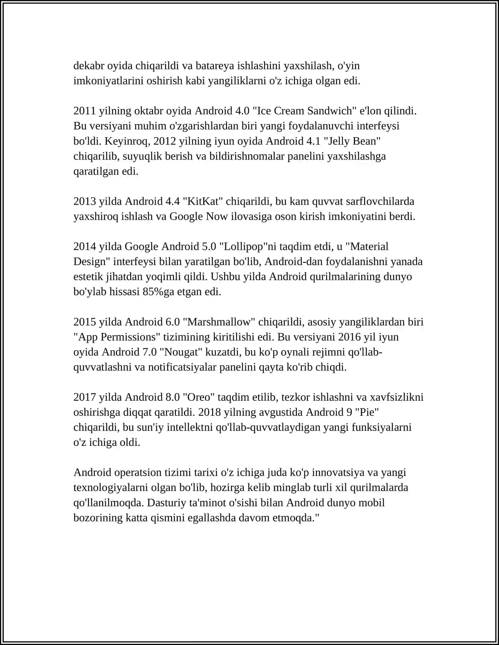 Android operatsion tizimi tarixi 4