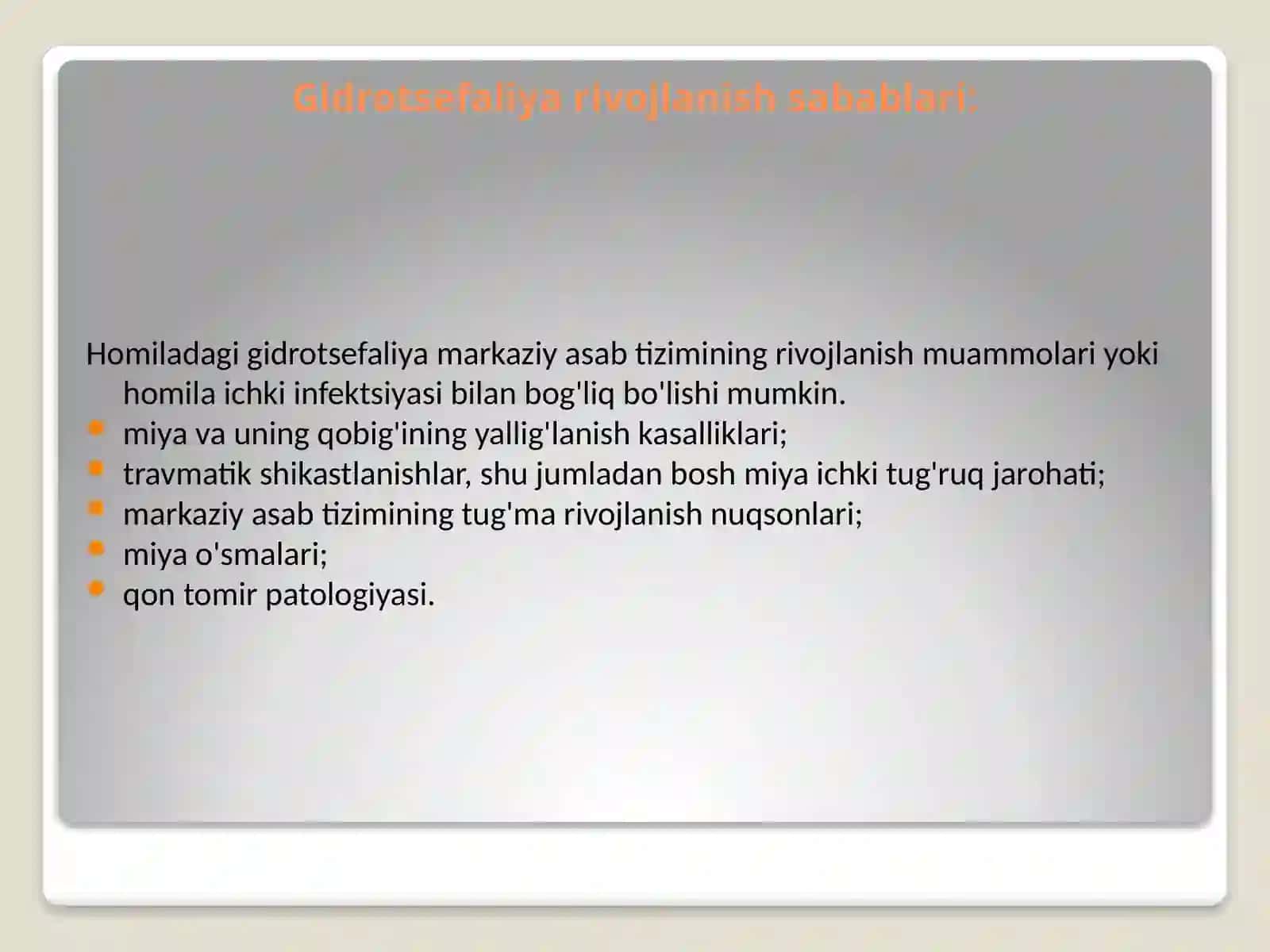 Gidrosefaliya (bosh miya istisqosi) diagnostikasi va klinikasi 4