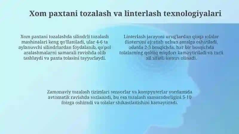 Paxtani Dastlabki Qayta Ishlash Texnologiyalari 4