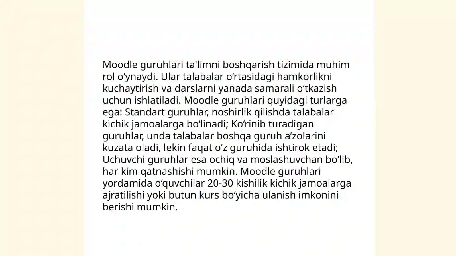 MOODLE tizimida global guruhlami lokal guruhlarga va aksincha aylantirish muammosini hal qilish 4