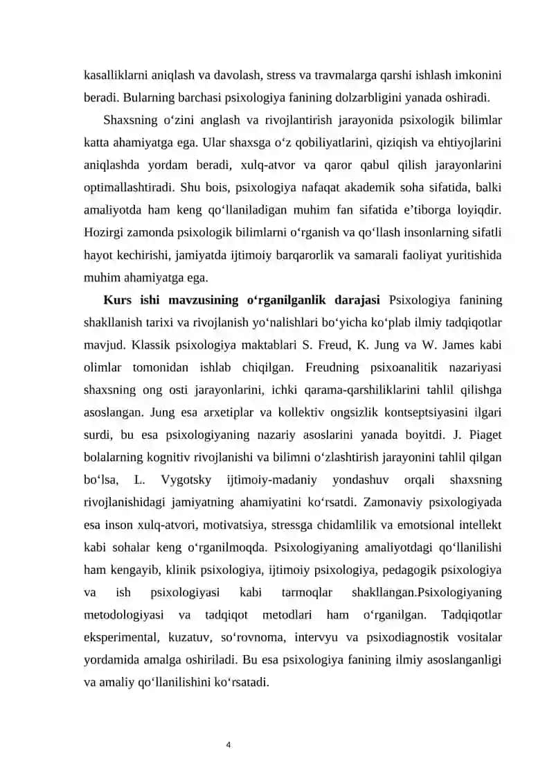 Psixologiya fan sifatida  kurs ishi          Psixologiya fan sifatida 4