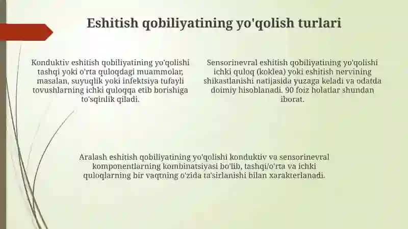 Eshitish nuqsonlarining kelib chiqishi sabablari turlari 4