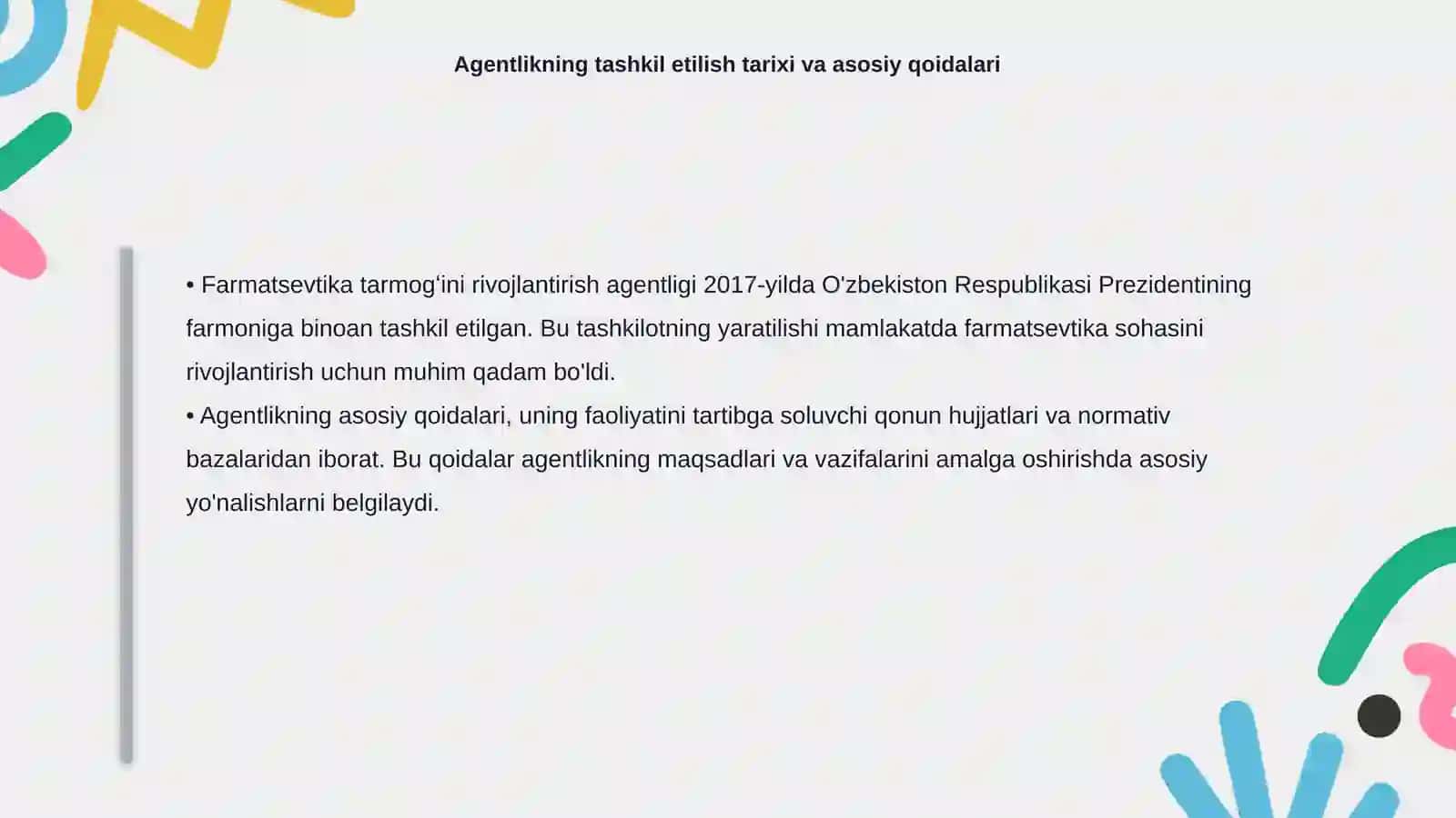 Farmatsevtika tarmogʻini rivojlantirish agentligining tarkibiy tuzilmasi tahlili 4
