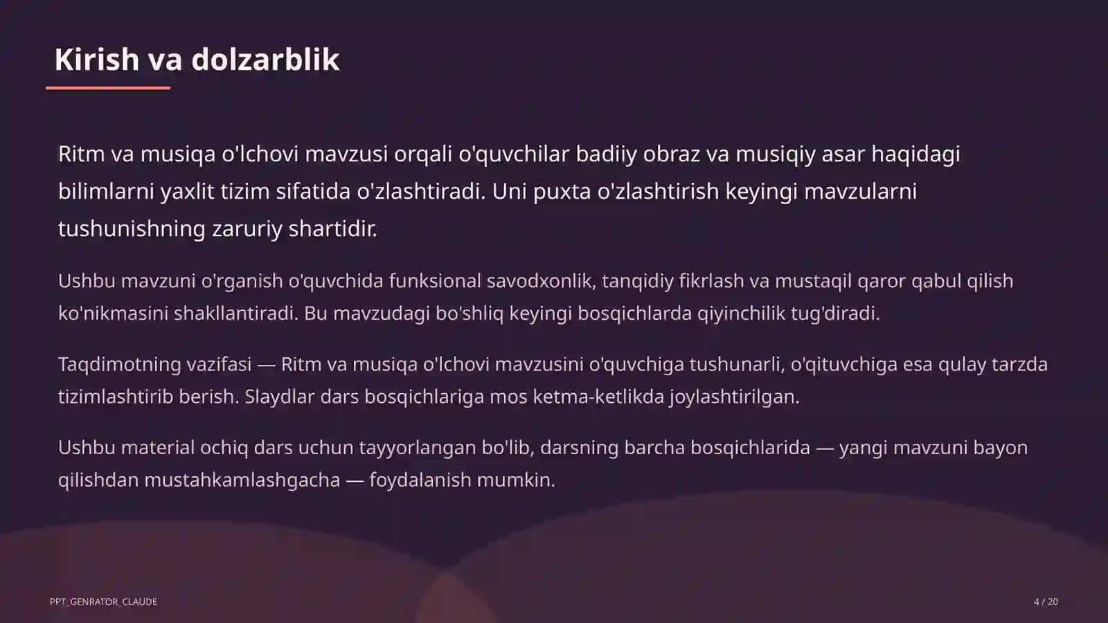 Ritm va musiqa o'lchovi (3-sinf) 4