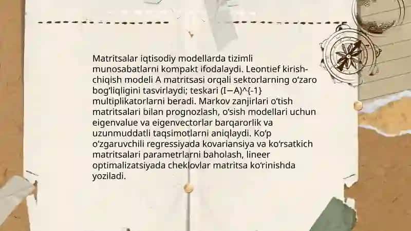 Chiziqli algebra elementlari va ularning iqtisodiyotdagi tatbiqi 4