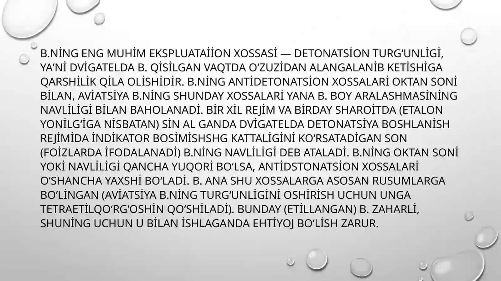 Benzin,Benzinlarningxususiyatlari va ekspluatatsion talablari 4