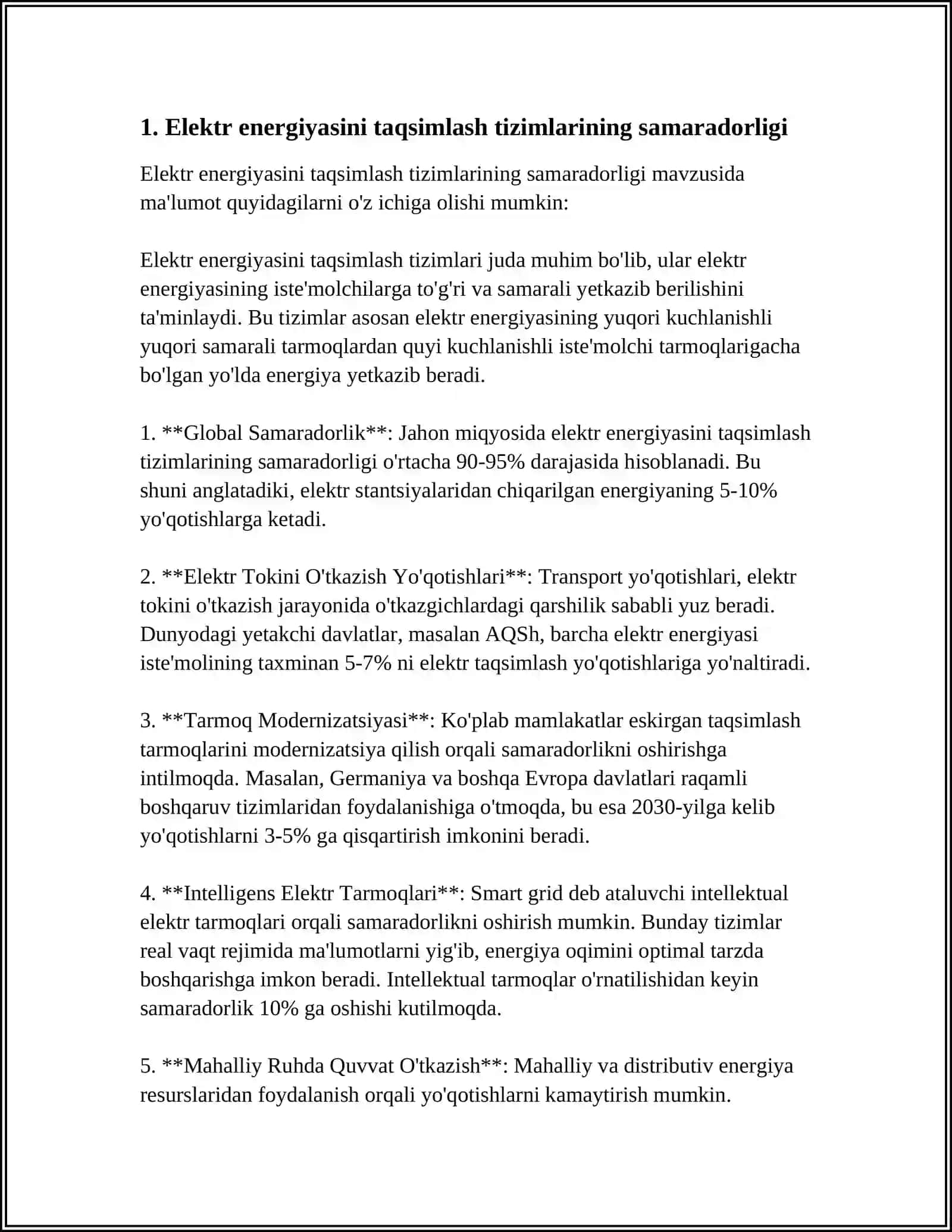 ELEKTR ENERGIYASINI TAQSIMLASHDA MAVJUD MUAMMOLAR 4