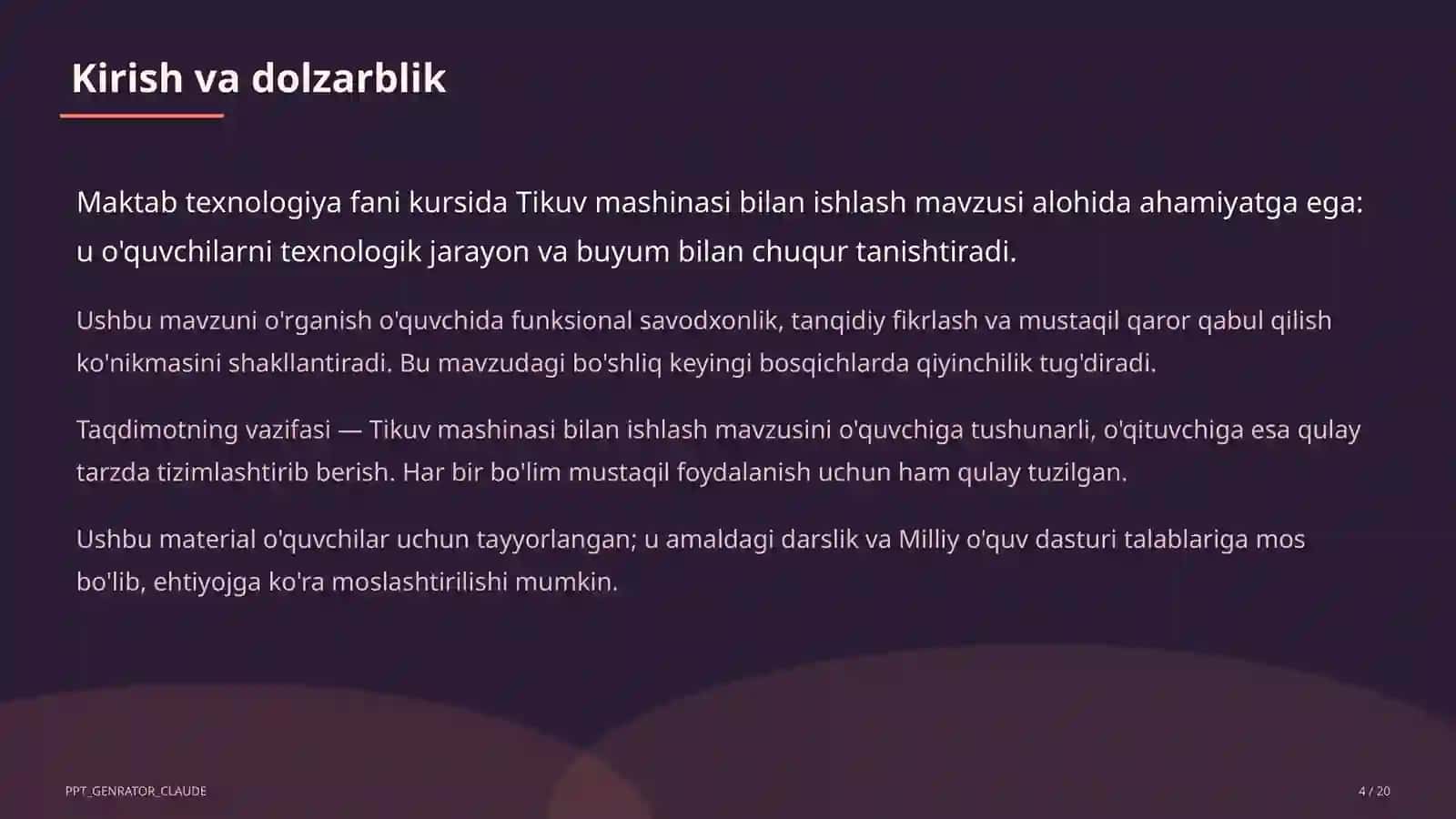 Tikuv mashinasi bilan ishlash (6-sinf) 4