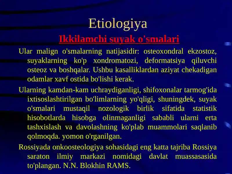 Suyaklarning havfli o'smlari 4