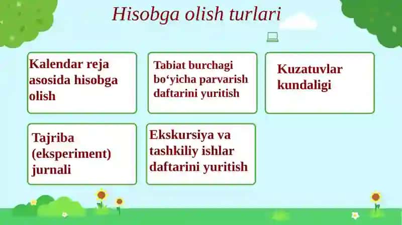 TABIATSHUNOSLIKKA OID. ISHLARNI HISOBGA OLISH 4