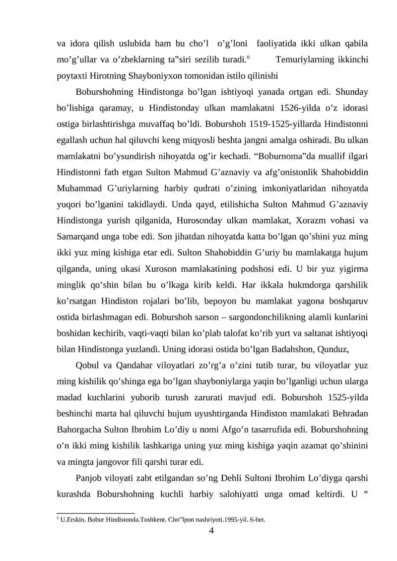 HINDISTONDA BOBURIYLAR SALTANATINING TASHKIL TOPISHI 4
