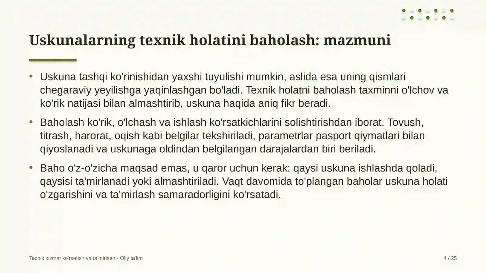 vagon ta'mirlash zavodlarida uskunalarni texnik holatini baholash 8746 4