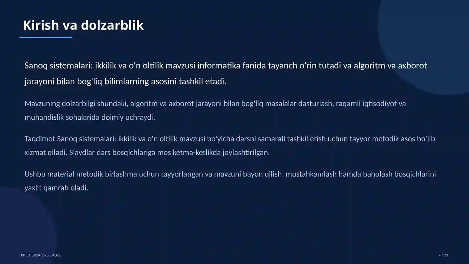 Sanoq sistemalari: ikkilik va o'n oltilik (7-sinf) 4