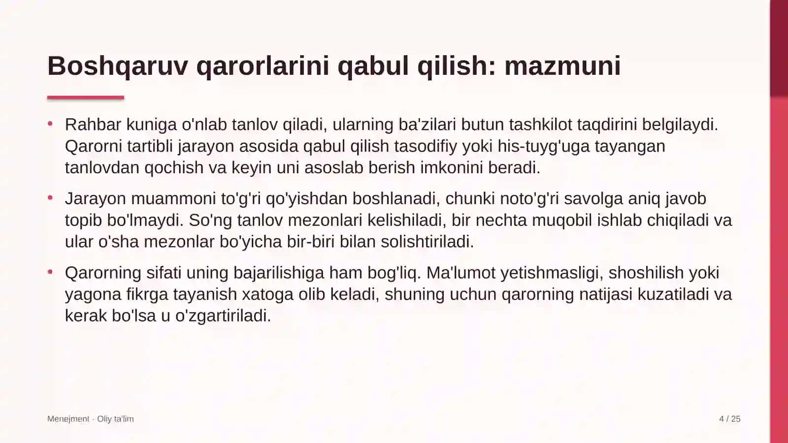 Arxitektura byurolarida boshqaruv qarorlarini qabul qilish 4