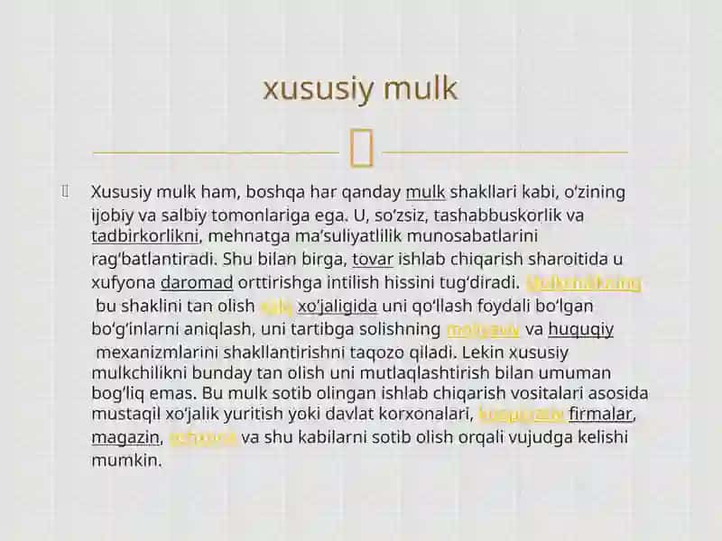 XUSUSIY MULK 4