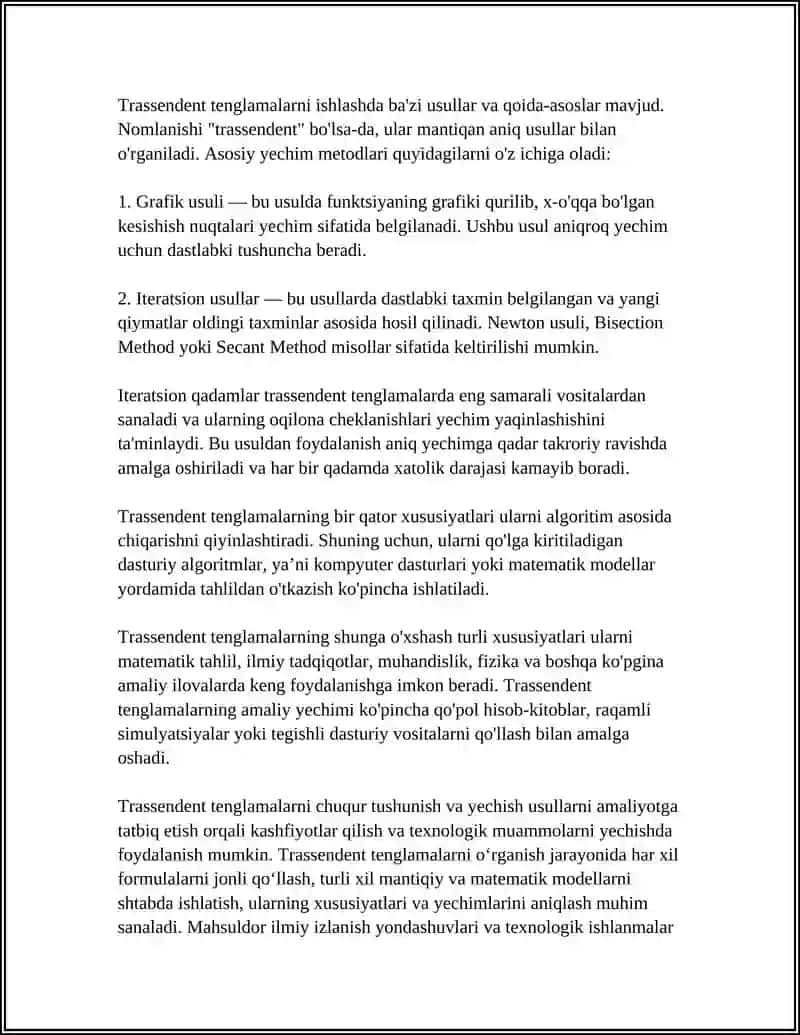 TRASSENDENT TENGLAMALARNI URINMA USULIDA TAQRIBAN YECHISH 4