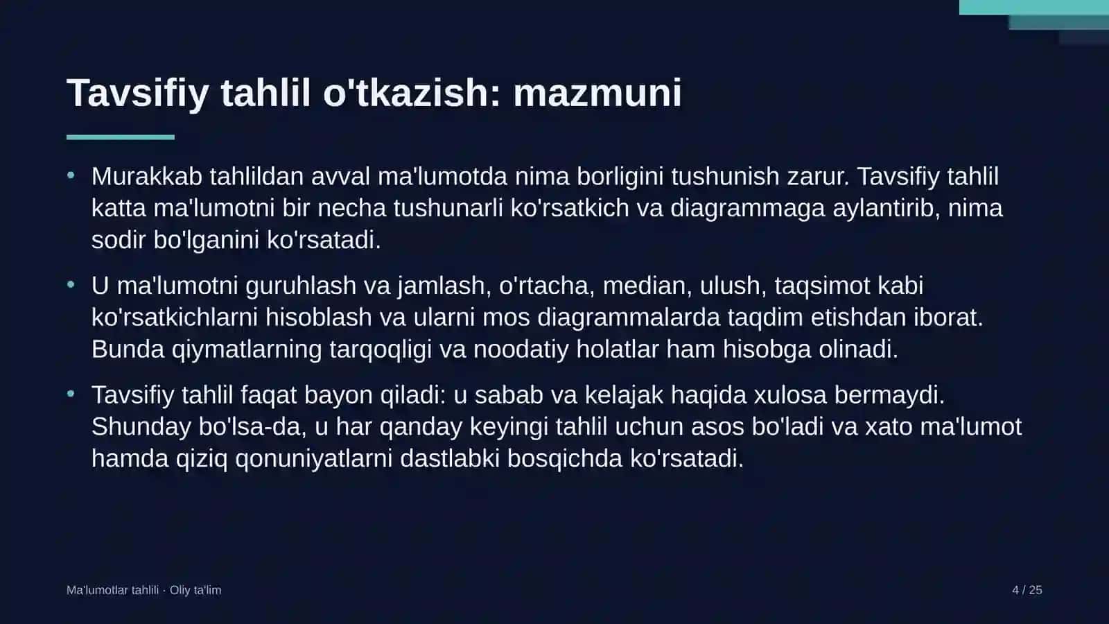 g'allachilikda tavsifiy tahlil o'tkazish 1203 4