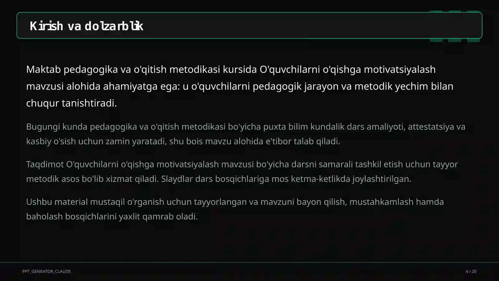 O'quvchilarni o'qishga motivatsiyalash 4