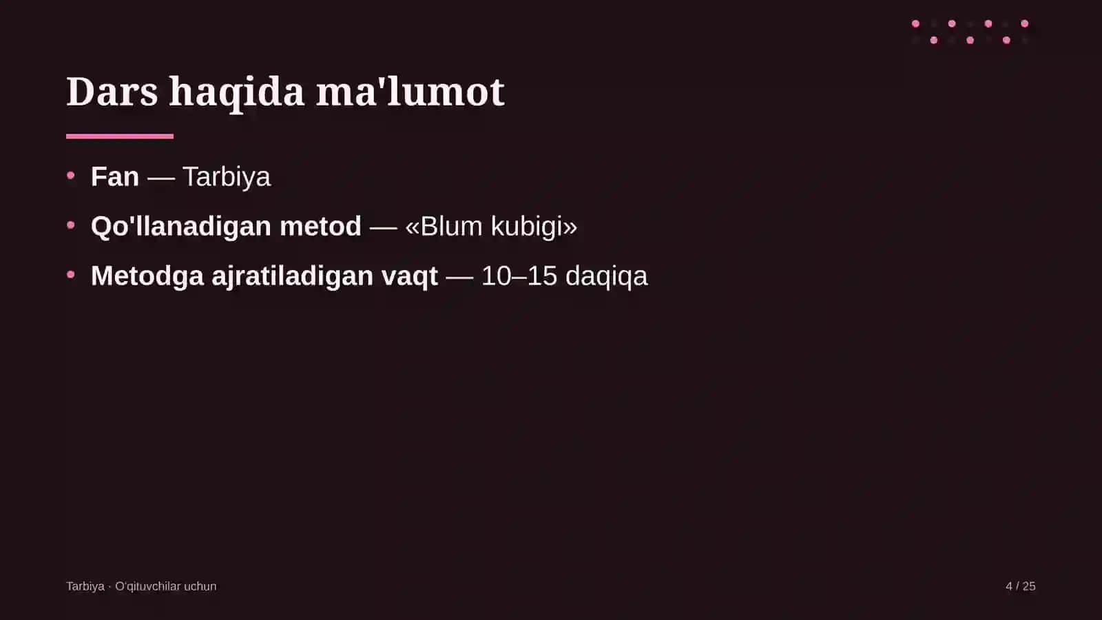 tarbiya darslarida blum kubigi metodidan foydalanish 4891 4