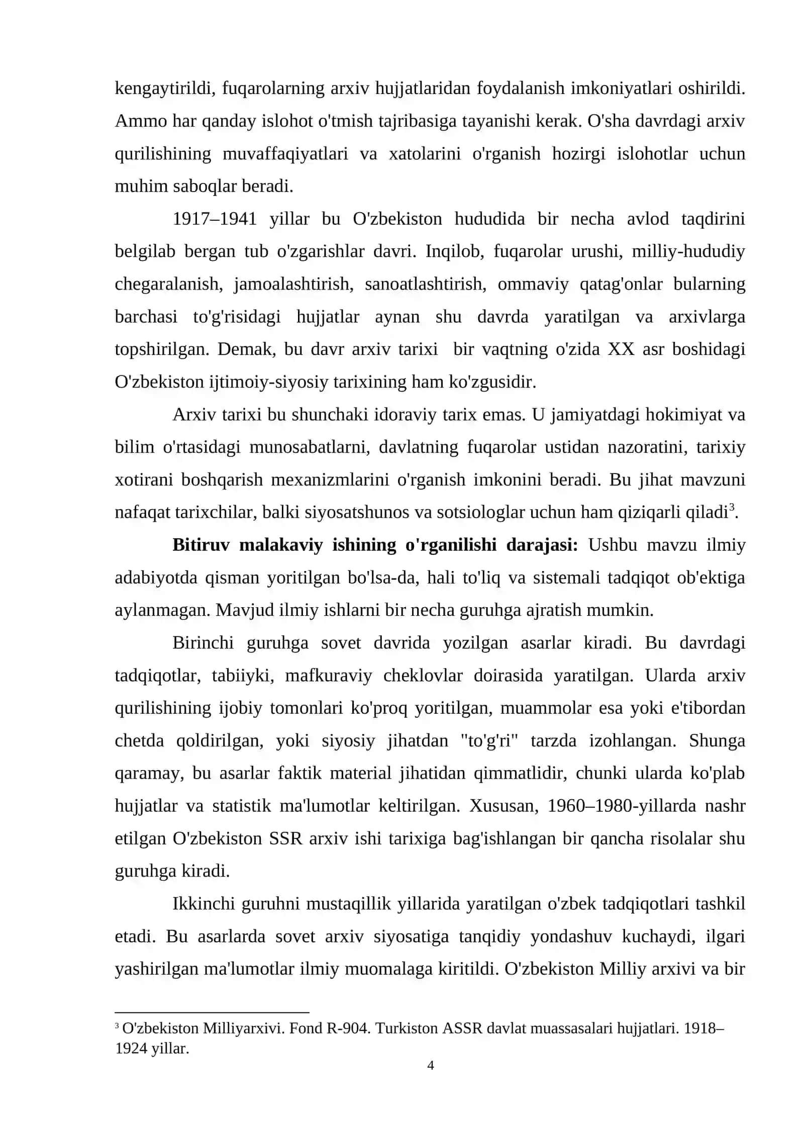 1917–1941 yillarda O‘zbekistonda arxiv ishi: muammo va rivojlanish tendensiyalari 4