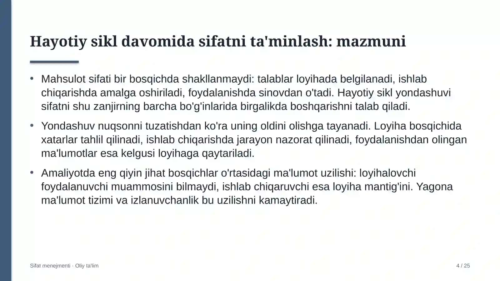 Konsert tashkilotlarida mahsulot hayotiy sikli davomida sifatni ta'minlash 4