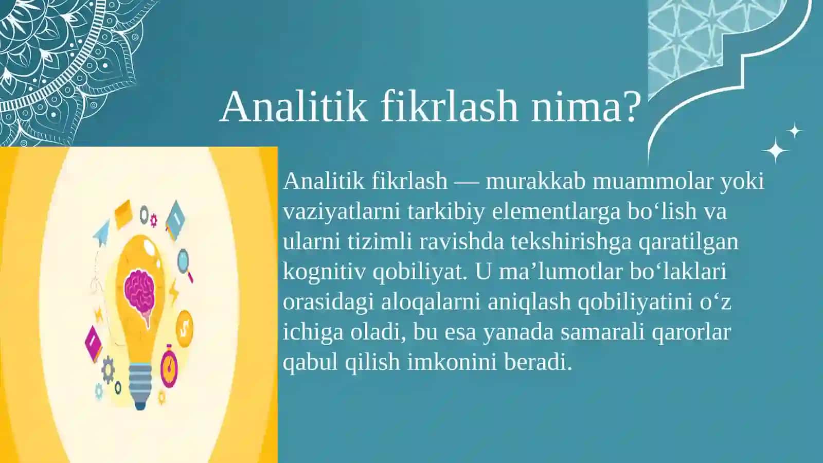 Analitik va tahliliy fikrlash. 4